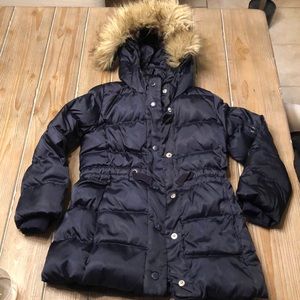 Navy blue puffer coat